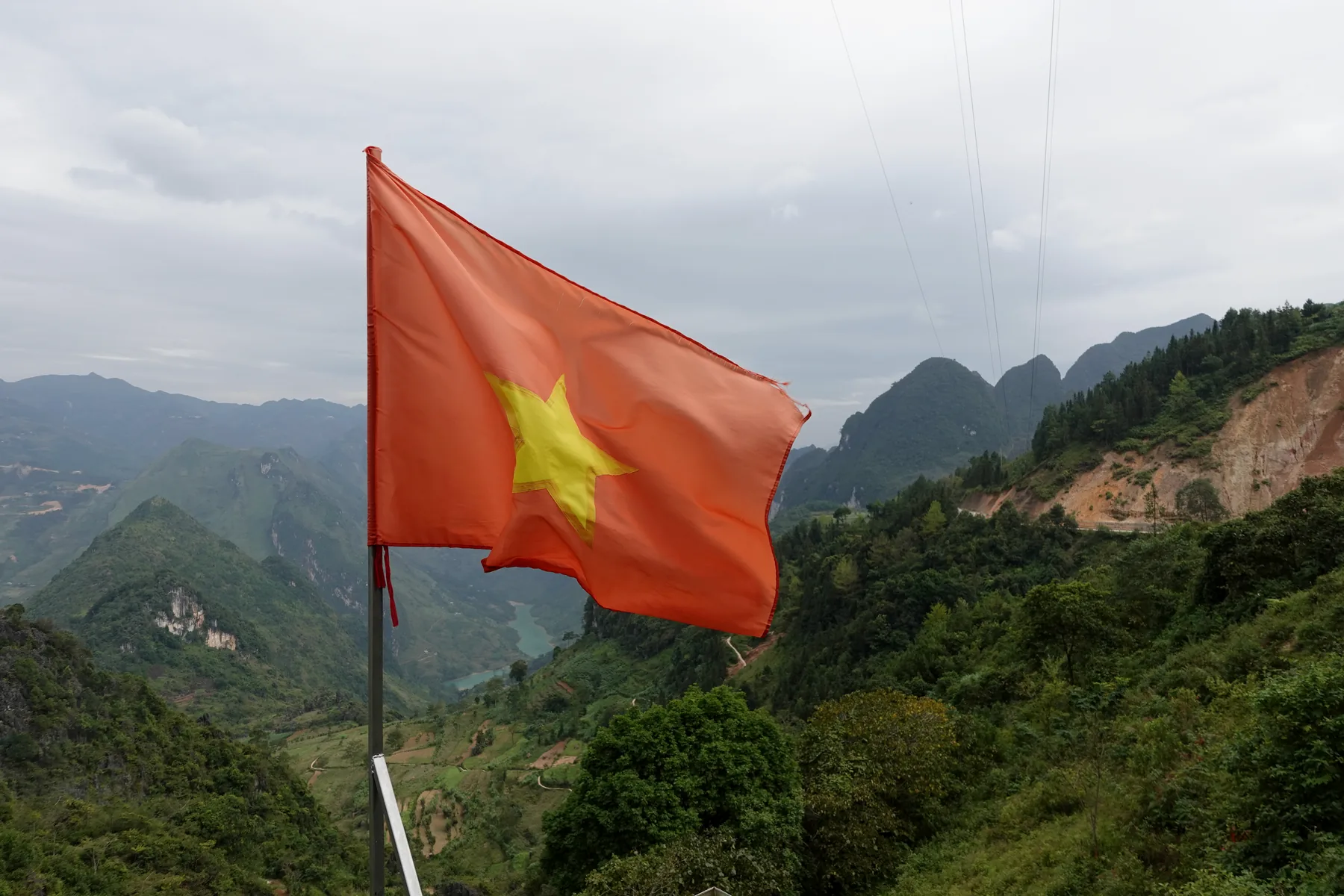 Vietnamese flag over the northern mountains